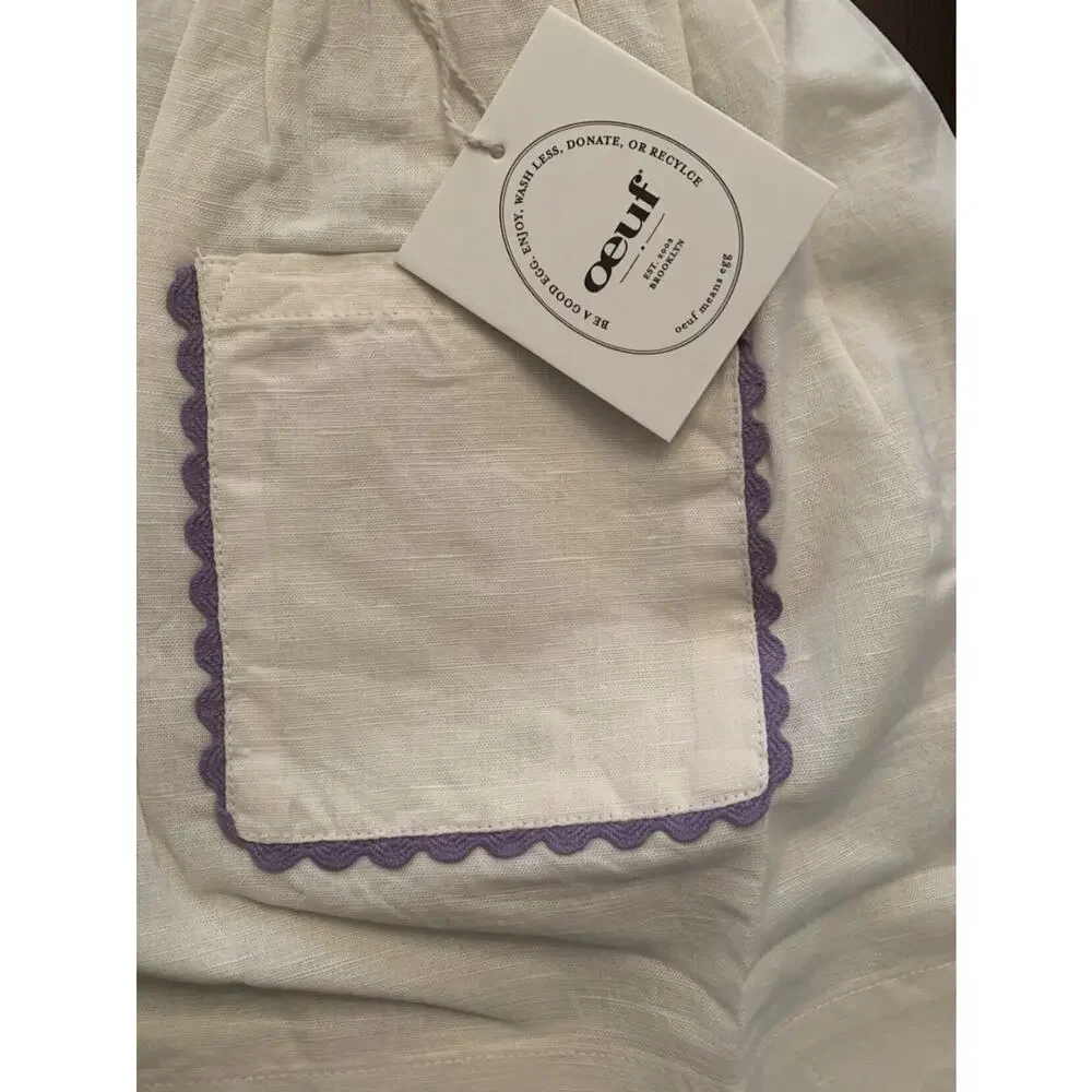 Oeuf NWT Ric Rac Skirt. Size 6-7. 50% Cotton, 50% Linen Blend. Gardenia